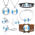 Guatemala Flag Jewelry Set - Key Chain Ring Brooch Cuff Link Tie Clip Necklace Bracelet Earrings - Patriotic Accessories