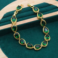 Wholesale 18K Gold Women's Accessories Water Drop Zircon Beaded Bracelets and Trendy Alloy Jewelry Set Perfect Wedding Gift