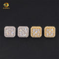 Hip Hop Luxury High Quality VVS Diamond Square Iced Out Mens 925 Silver Moissanite Earrings