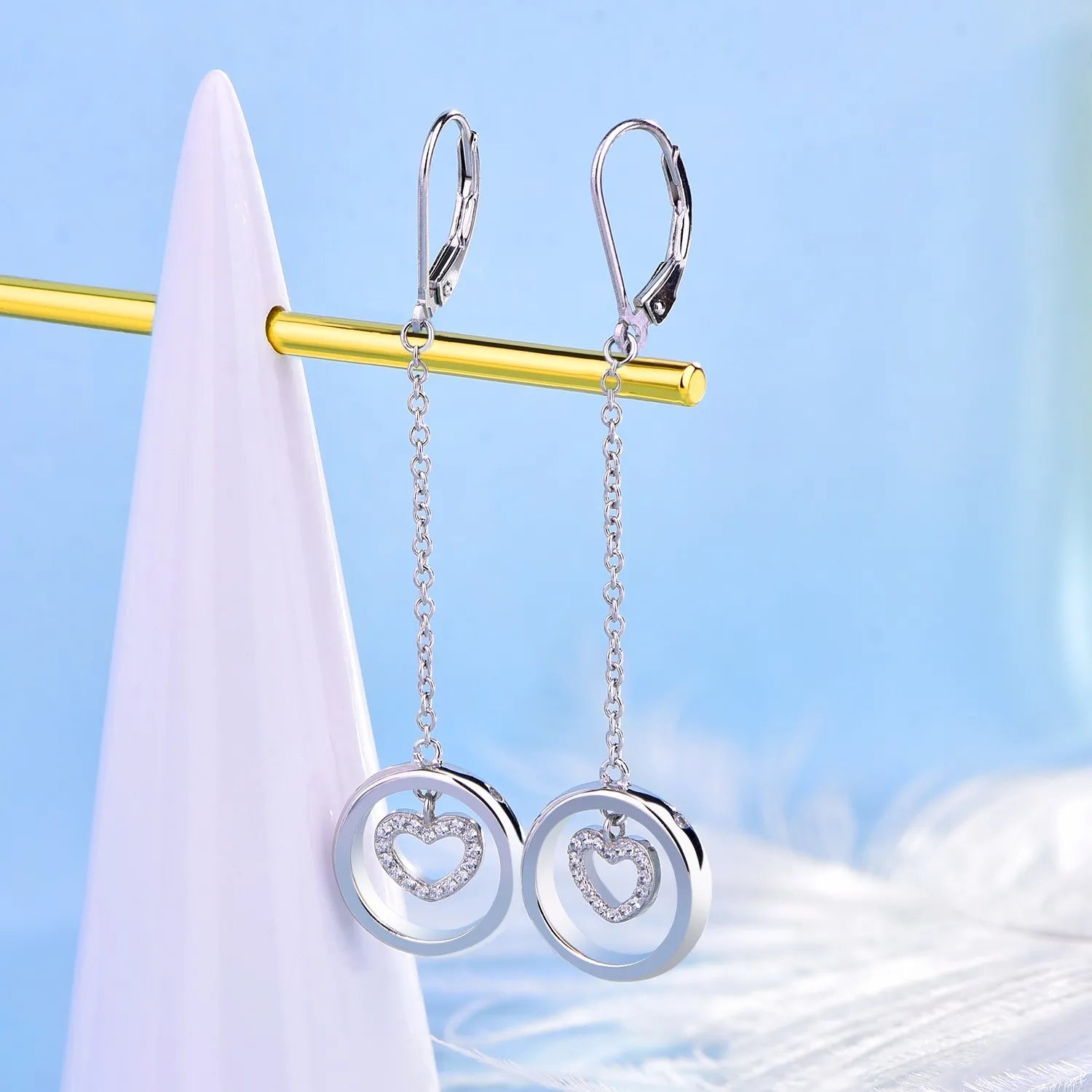 Fine Jewelry Fashion Jewelry Rhodium 925 Sterling Silver Zircon Diamond Drop EarringLoop Stud Earrings