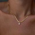 Stacked English Name 26 Letter Flat Snake Bone Clavicle Link Chain Retro Style Adjustable Stainless Steel Pendant Necklace