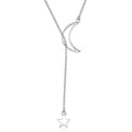 GN03 Fashion New Arrivals Custom 925 Sterling Silver Lariat Moon Star Pendant Long Necklace for Women Jewelry