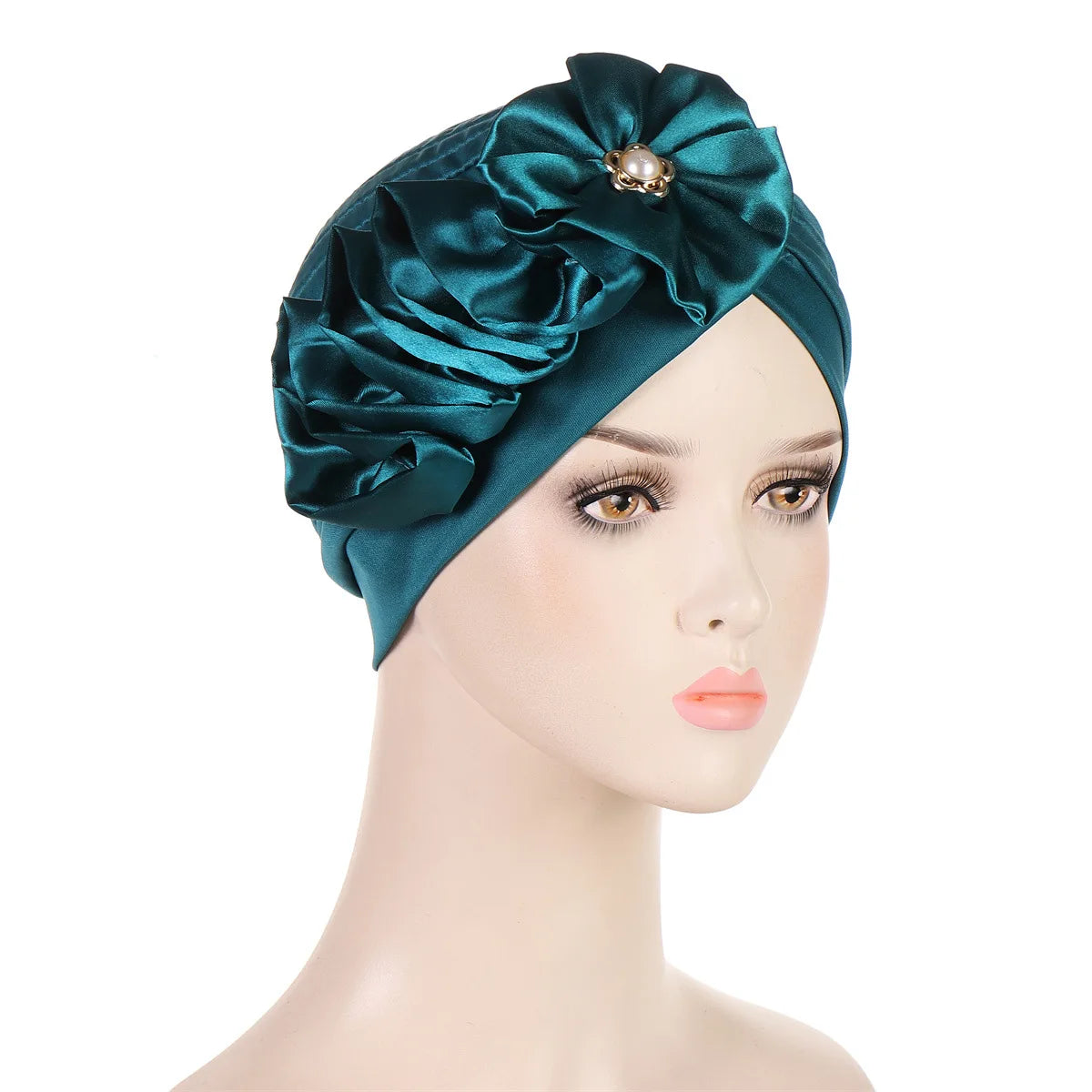 New Side Flower Turban With Diamond Applique Indian Multi Color Fashion Headband Hat