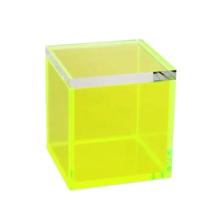 Square Neon Green Display Box Transparent Acrylic Candy Gift Box with Lid