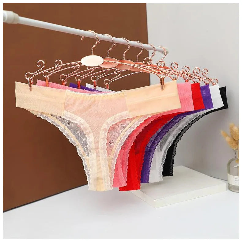 Women Lace Underwear Seamless Breathable Briefs Mesh for Girls Ladies Cotton Crotch Solid Color Lace Panties
