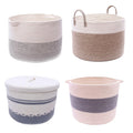 Set of 3 Woven Storage Basket Large Cotton Rope Basket With Durable Handles Foldable Laundry Hamper
