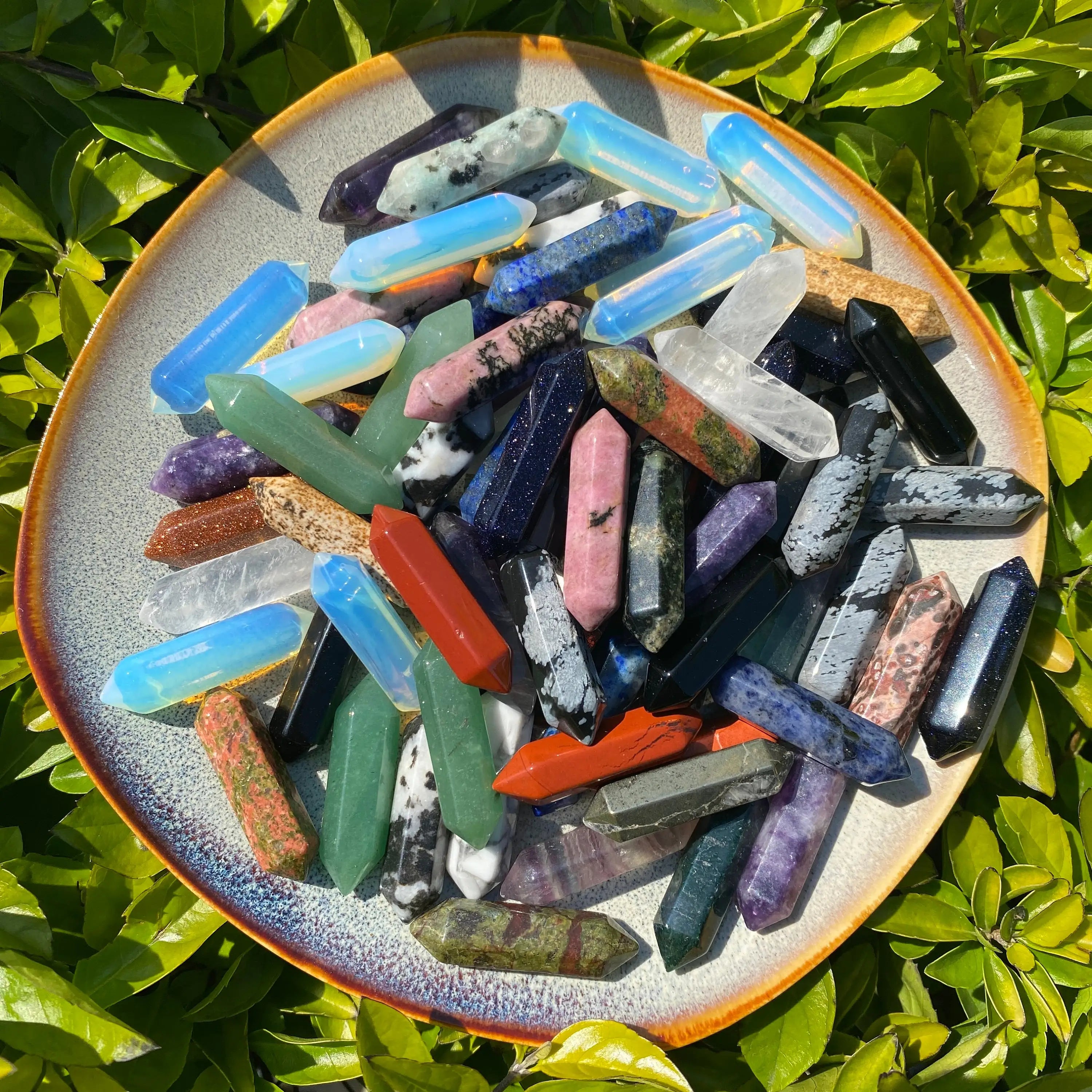 Natural Healing Crystal Double Terminated Crystal Point for Jewelry Pendant Necklace Earrings DIY Hexagonal Pillar Pendant