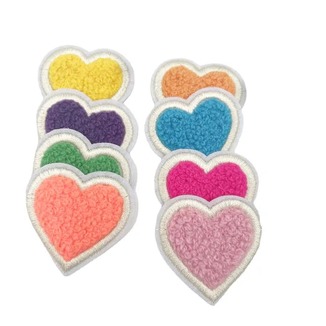 Heart Plastic PVC Fabric Handmade Chenille Eco-Friendly Iron-On Self Adhesive Hotfix Patches for T-Shirts Hats Sequins