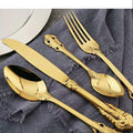 Baroque Luxury Cutlery Set Royal Deco Embossed Stainless Steel 304 Gold Flatware for Party & Home Use PC Material