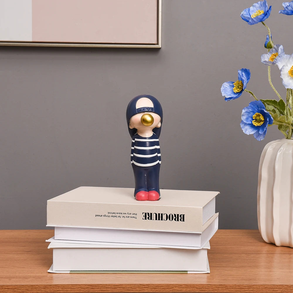 Kakizzy Nordic Bubble Boy Polyresin House Decoration Craft Gift Accessories Kid  Room Decor Table Top Figurine