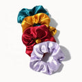 Wholesale Women Scrunchy Hair Band Satin Crunchies Elastic Hair Ties Shining Girls Fabric Crystal Silk Satin Scrunchies