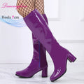 Purple Pat Costumes Boots Fancy Dress Party Ladies' Western Women's Gothic Dance Shoes Retro 1960s 70s Knee-High Gogo Booties
