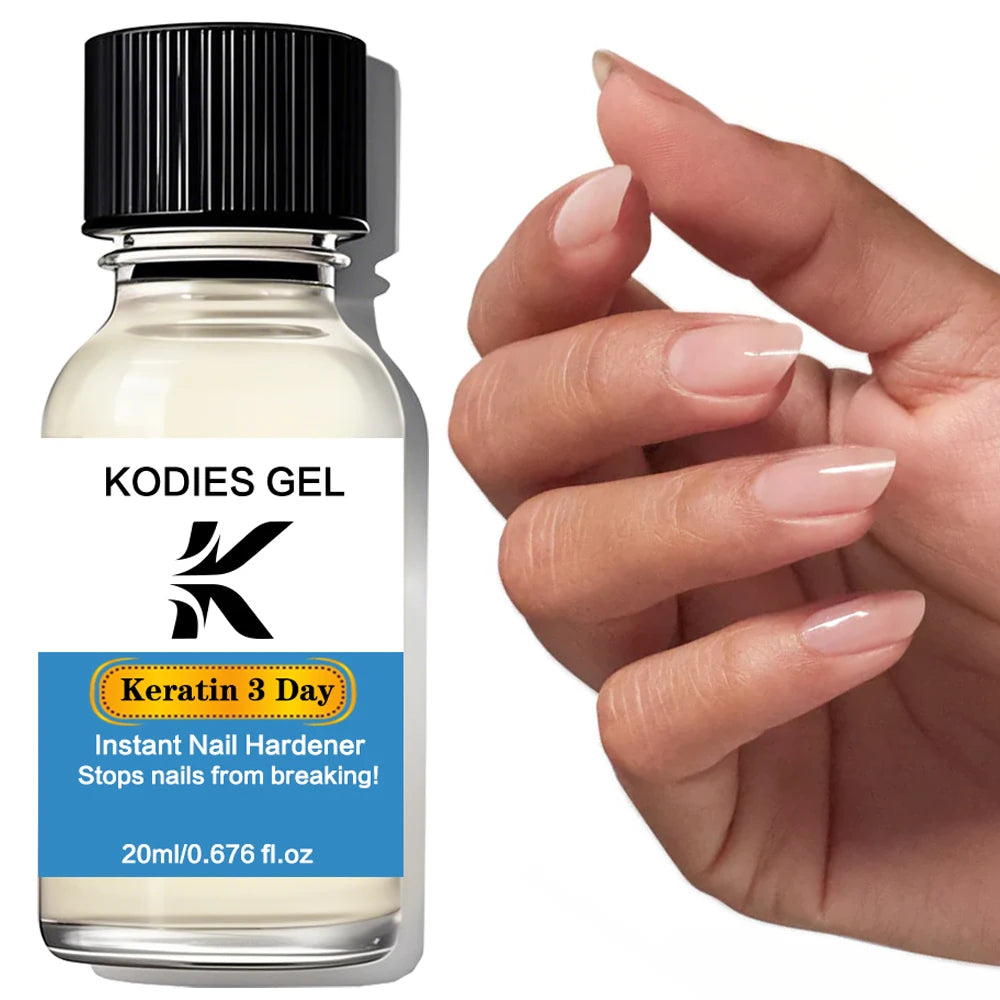 KODIES GEL Keratin 3 Day Nail Strengthener Quick Dry Nail Growth Polish for Thin Damaged Nails Private Label/Custom Logo Supply