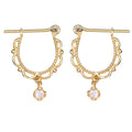 Beautiful 925 Sterling Silver Shiny Cubic Zirconia Diamond Dangle Hoop Earrings for Women