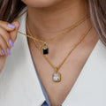 Vintage Stainless Steel Gold Plated Rope Chain Luxury Square Heart Shaped Colorful Zircon Pendant Necklace for Women Jewelry