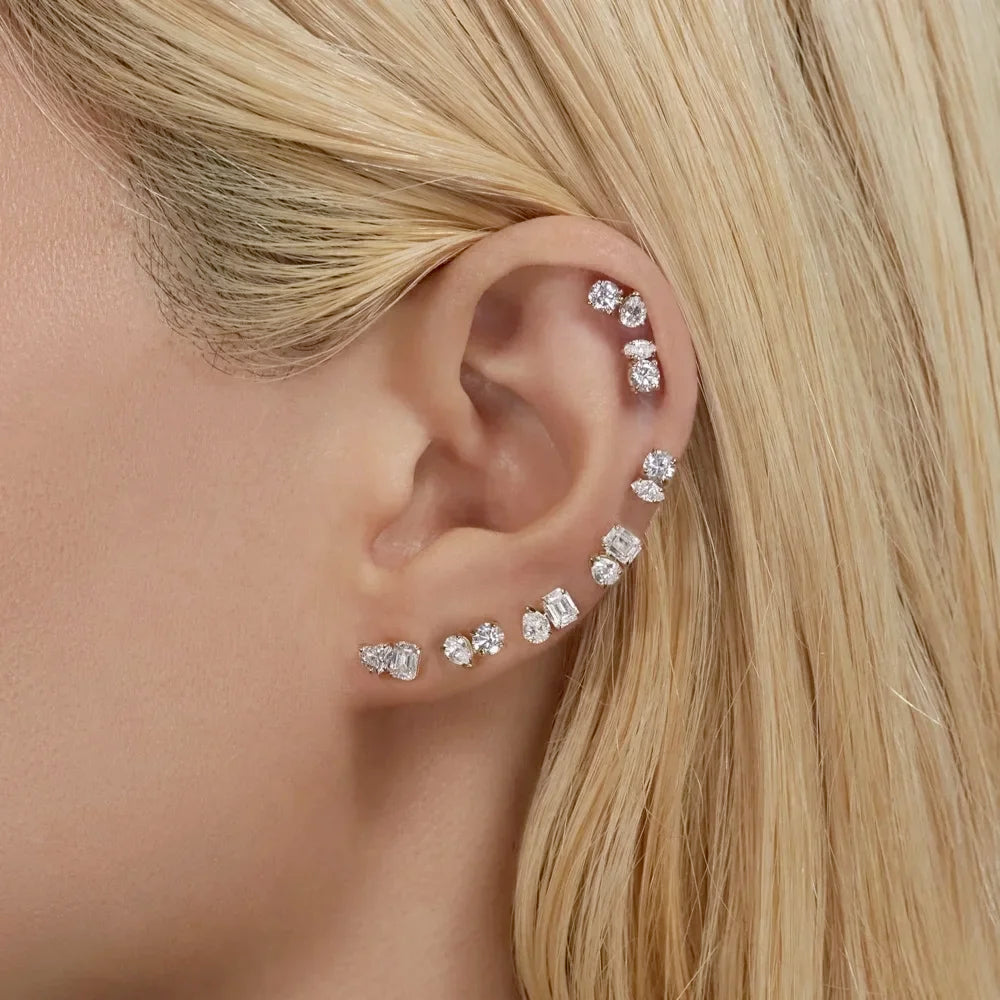 Helix Piercing Earrings Tragus Gold Color Cubic Zirconia Heart Waterdrop Ear Accessories Cartilage Lobe Sung Jewelry Gifts