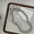 10MM 45CM 925 Sterling Silver Big Quality White Gray Pearl Strand Beads Necklace for Mother's Day Gifts Jewelry