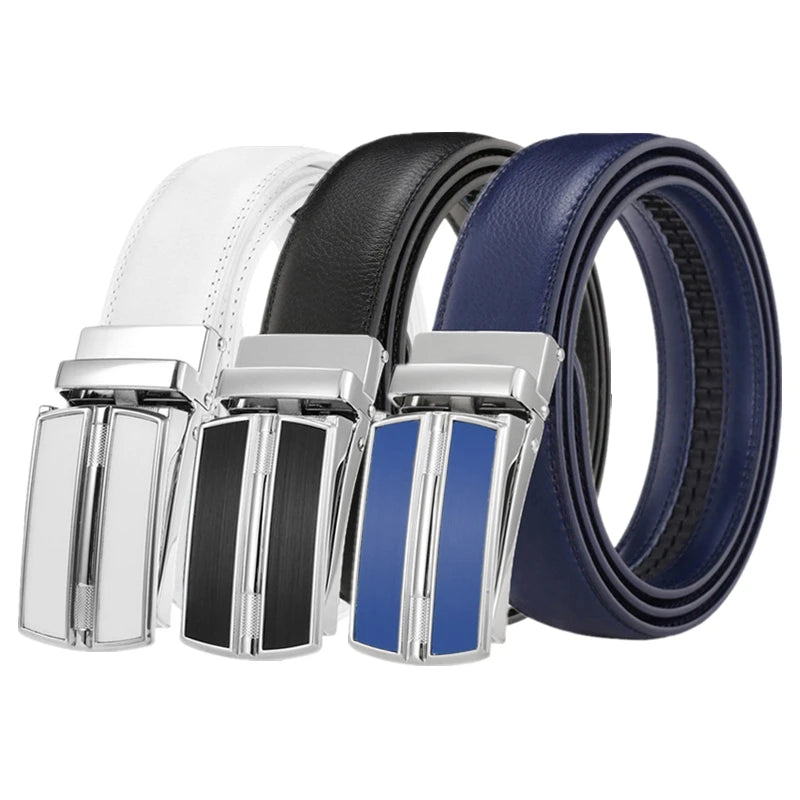 LQbelt New Leather Belt Men's Automatic Buckle Belts for Men Ratchet Male Custom logo OEM Factory