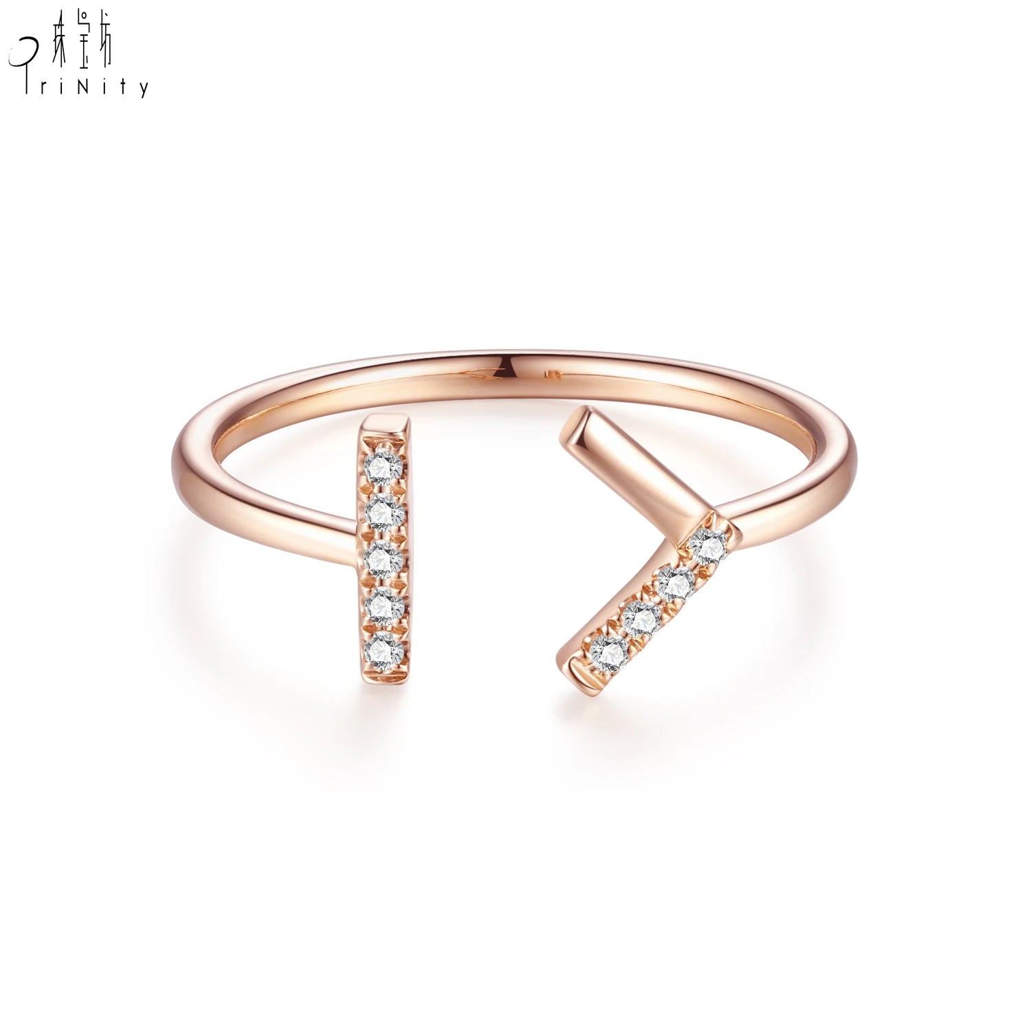 Most Popular Daily Wearing Handmade Minimalist Stackable Ring Jewelry 18K Solid Rose Gold Elegant Real Natural Diamond Open Ring