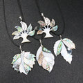 Hawaiian Hot Sale Leaf Design Mother of Pearl Simple Necklace Tree Abalone Shell Pendant Accessories