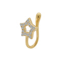 1000S Non-Perforated 14K Real Gold Nose Ring with Zircon Star Shape for Women-Trendy Wedding & Gift Nose Ring