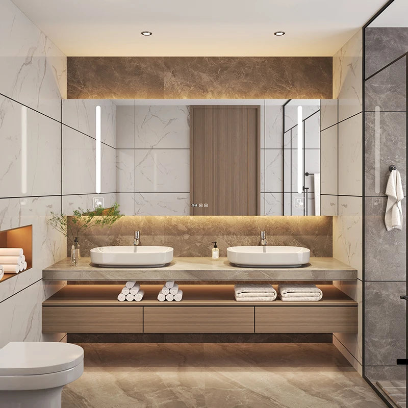 Modern Wall Mount Bathroom Storage Cabinet Bathroom Vanity Cabinets Lighting Waterproof Bathroom Vanity