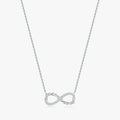 Solid 925 Sterling Silver Shining Clear Cubic Zirconia Anniversary Gift Romantic Infinite Love Mobius Pendant Necklace for Women