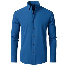 New Arrival Men's Formal Shirt Long-Sleeved Slim Fit Stretchy Chemise Pour Homme With Buttoned Design