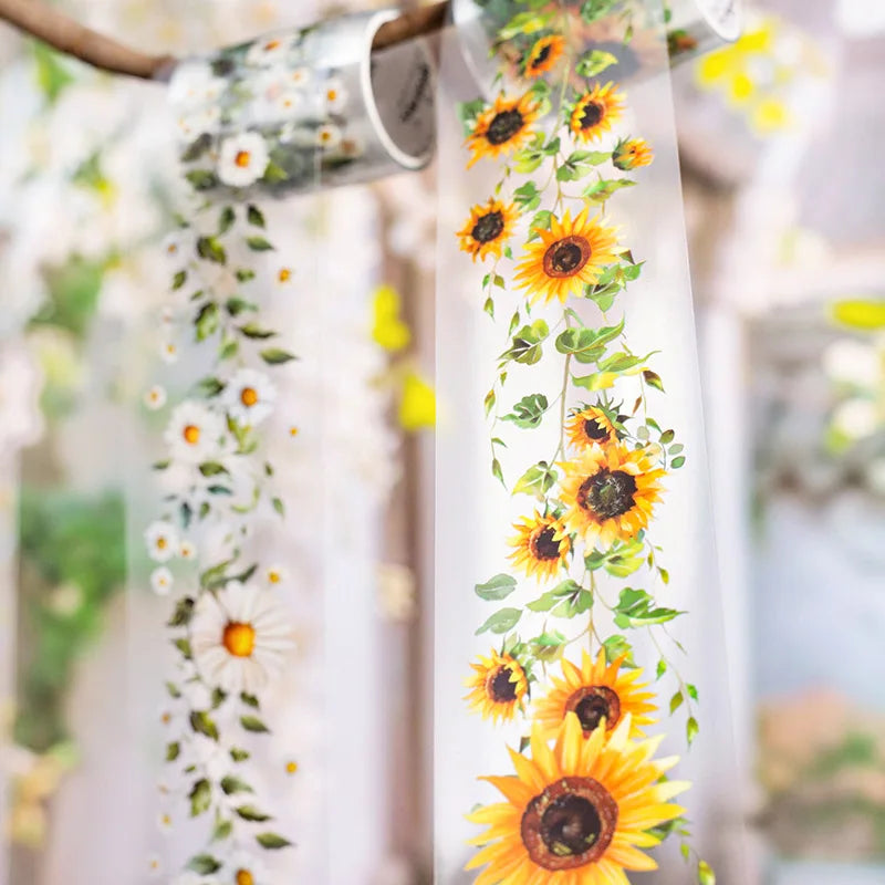 1Roll PET Tape Branch Vine Flower Shadow Series Plant Landscape Handbook Material Decoration Collage