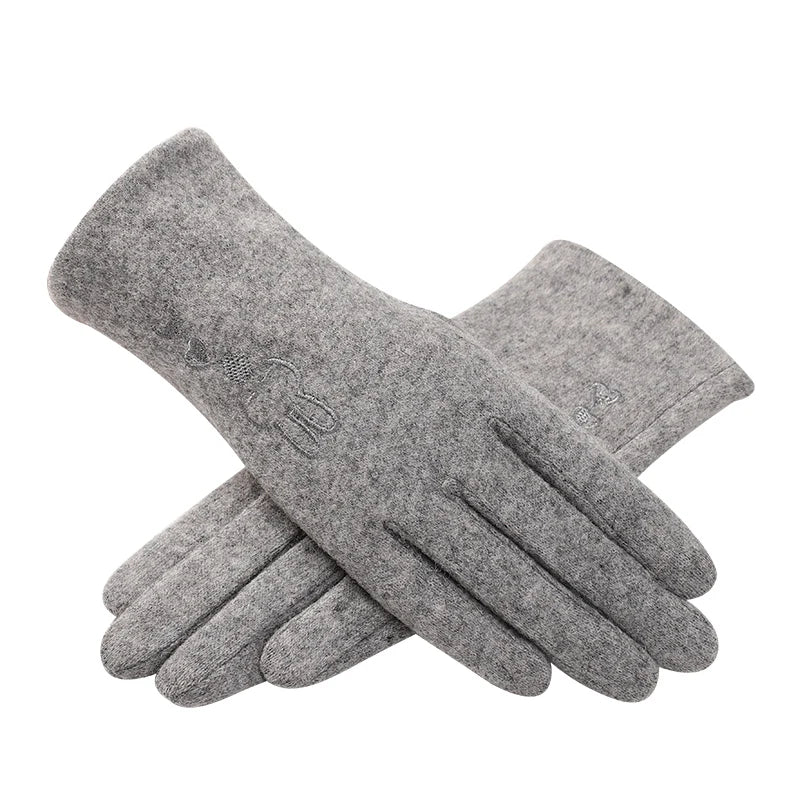 Custom Logo Fashion Thermal Windproof Hand Warmer Winter Wool Gloves for Women