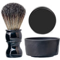 ZY Shaving Brush Set Black Barber 24mm Knots Brush Resin Handle Synthetic Hair Nylon Shaving Bowl Mug Soap Salon Shaver Shave