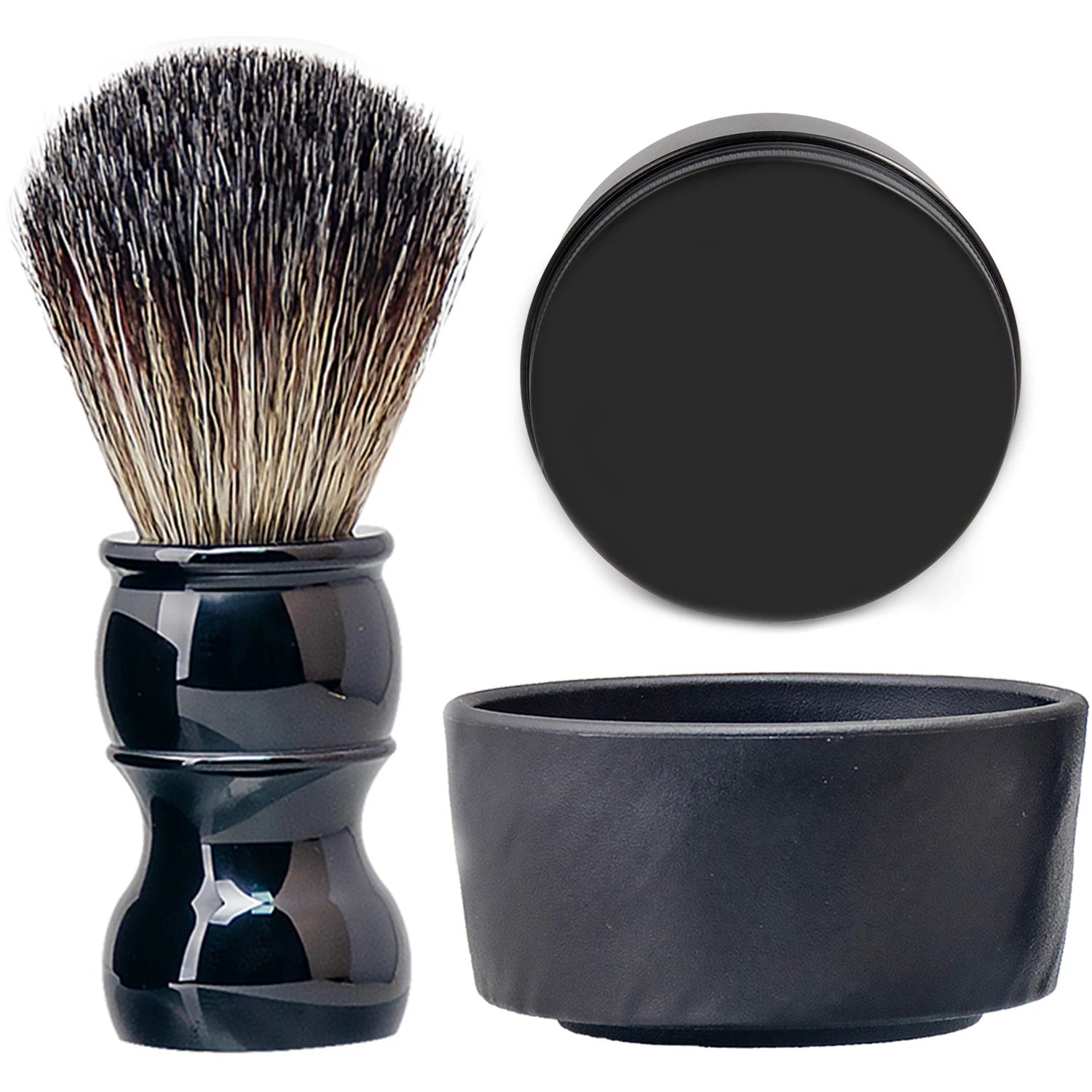 ZY Shaving Brush Set Black Barber 24mm Knots Brush Resin Handle Synthetic Hair Nylon Shaving Bowl Mug Soap Salon Shaver Shave