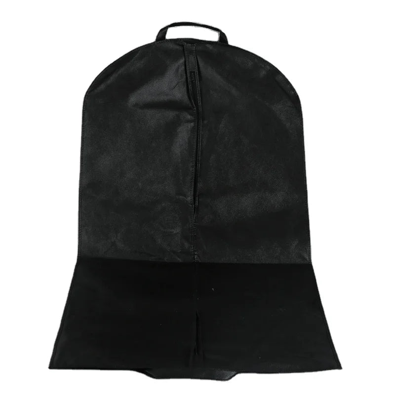 Non Woven Suit Bag with Zipper Pockets Custom Logo Garment Bag for Shirt and Tie Storage Heavy Duty Suit Cover