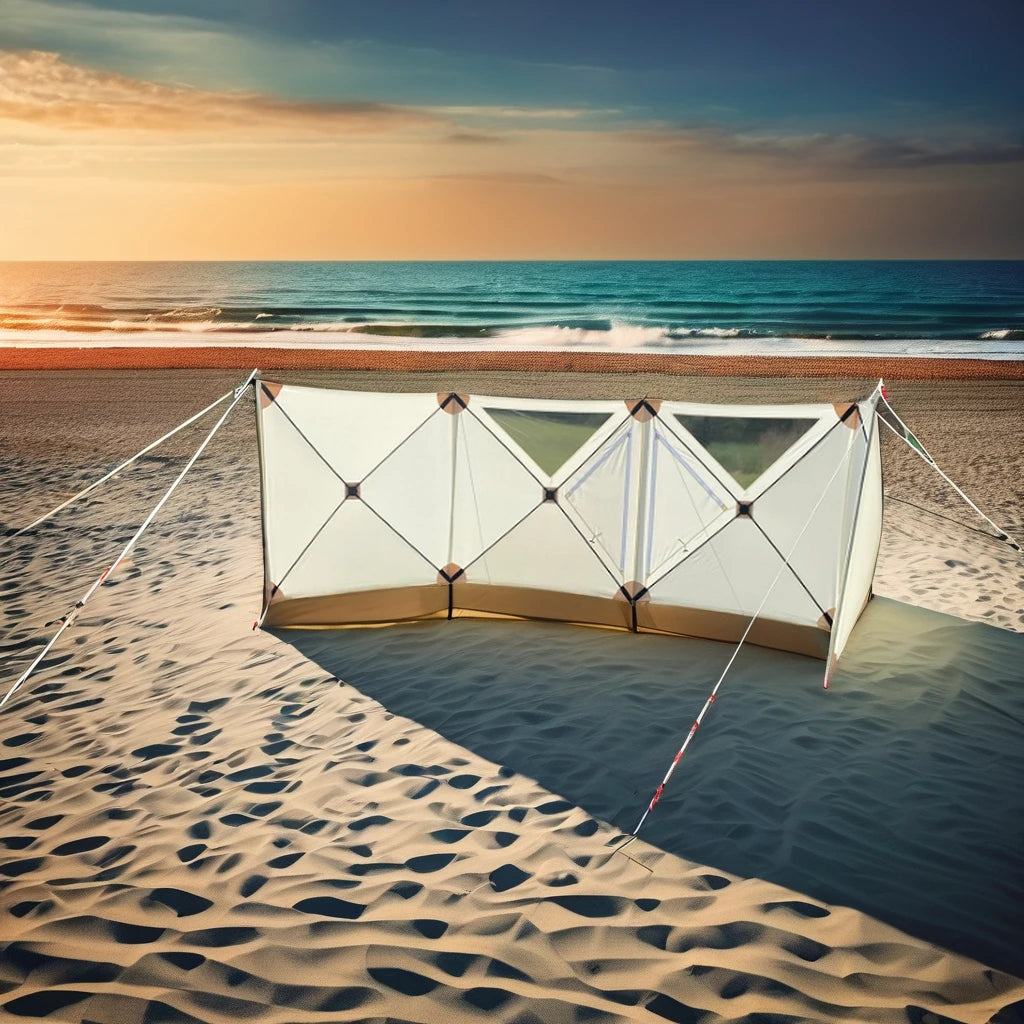 Automatic Portable Cotton Canvas Wind Screen for Beach & Camping Foldable Wind Shelter for Winter Hiking for Families-Wholesale
