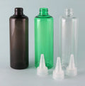 8 oz 250ml Clear PET Cosmo Rounds With Black Twist Top Caps dispense inks glues paints