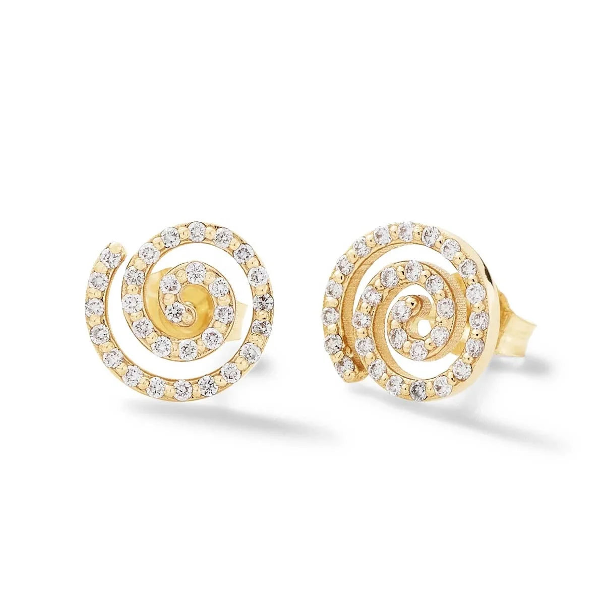 LOZRUNVE 925 Sterling Silver Gold Jewelry Full Pave Spiral Earring Studs