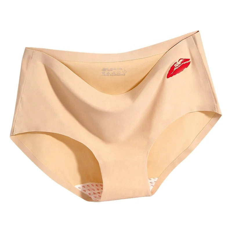 HL-830 Ice Silk Women's Mid-Waist Seamless Underwear Breathable Everyday Knitted Solid Pattern Ladies' Undergarments