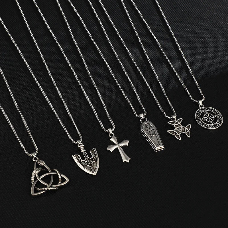 Personalized Stainless Steel Arrow Charm Necklace for Men Men Silver Viking Amulet Nordic Runes Religious Necklace