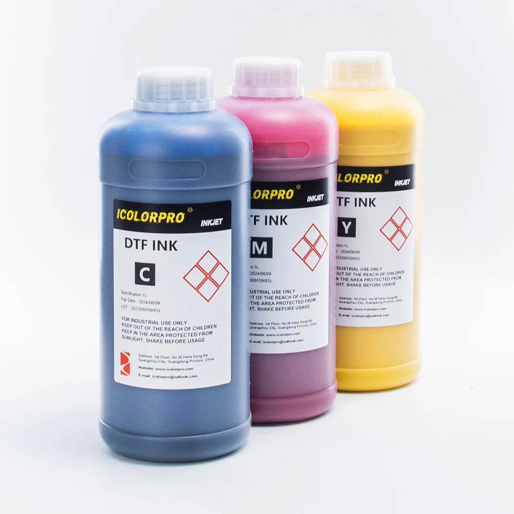 Durable IColorPro DTF Ink for High Resolution Prints on T-Shirts and Bags With Konica Printhead