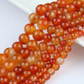 JSES Natural Red Carnelian 4 6 8 10mm Agate Onyx Loose Stone Beads for Jewelry Making DIY Wholesale Red Beads Crystal Gemstone