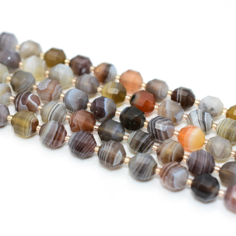 Wholesale 8mm Natural Bucket Shaped Botswana Agate Loose Gemstone Beads for DIY Jewelry