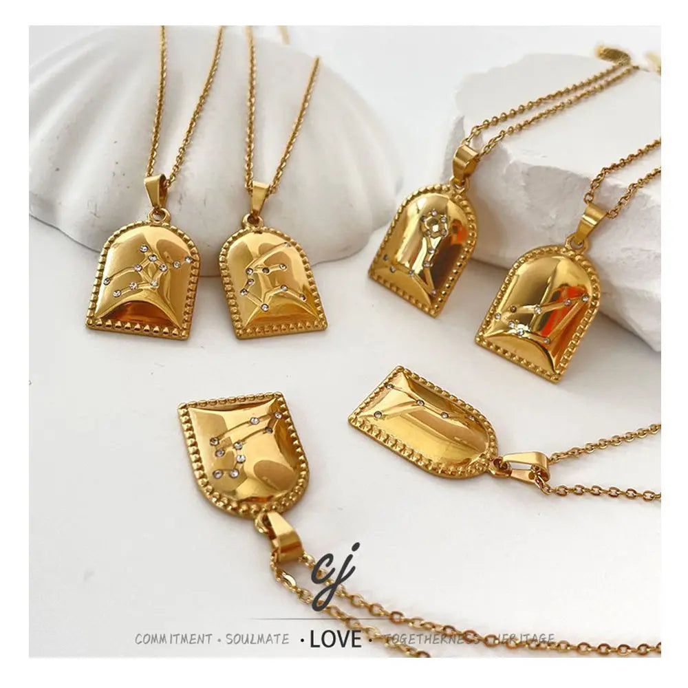 Carline 18K Gold Plated Stainless Steel Jewelry Necklace Charms Star Sign Necklace Pendants for Necklace