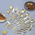 304 Stainless Steel Gold Elegant Minimalist Traditional Novelty Creative Modern Western Dinner Fork Spoon Cutlery Flatware Set