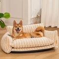 Trendy Eco-Friendly & Breathable Double Layer Dog & Cat Sofa Bed Luxury Cat Products Custom LOGO Striped Lambswool Couch Bed