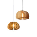 Natural Modern Design Wood Pendant Light Pumpkin Shape Indoor Home Decor Ring Circle Wooden Chandelier