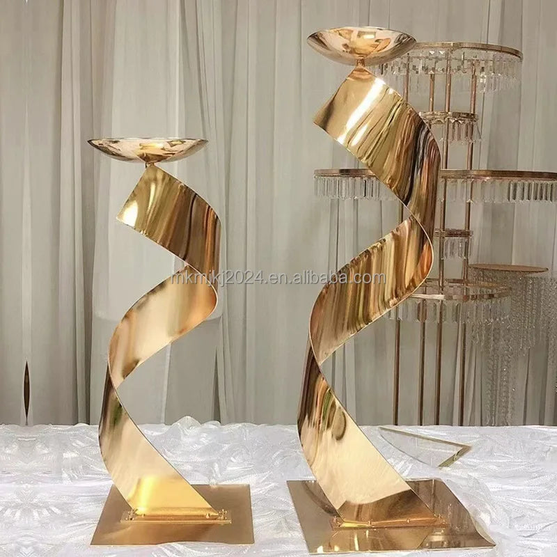 Luxury Tall Geometric Metal Gold Silver Wed Flower Stand Events Decorations Centerpieces for Wedding Table