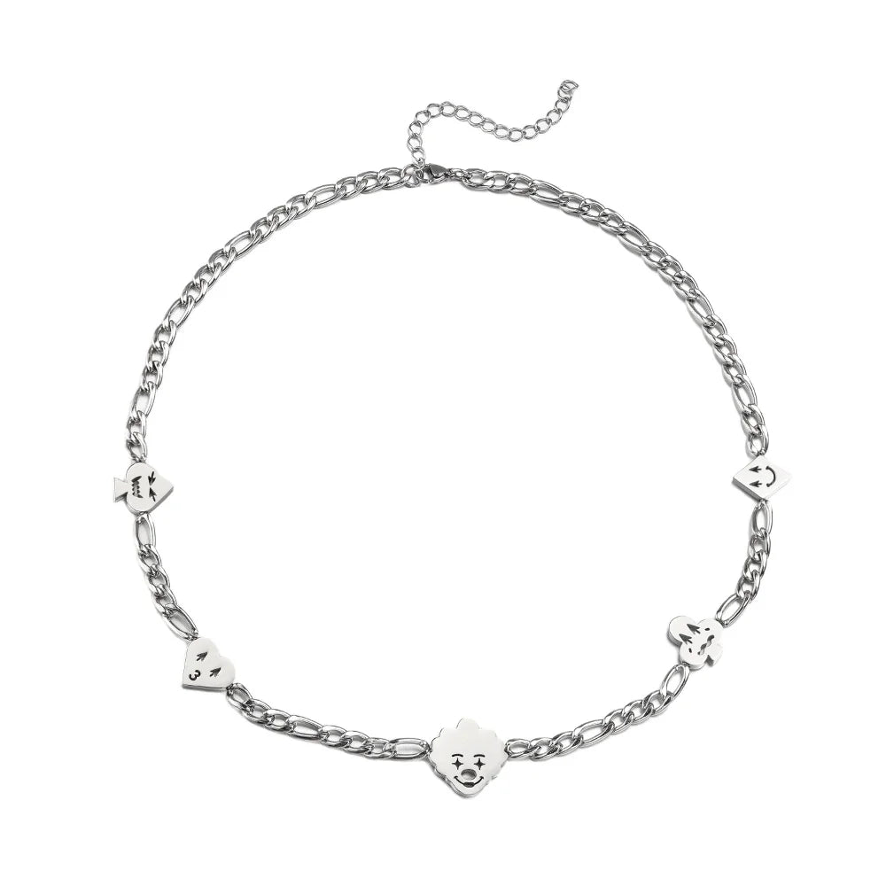 Craft Wolf Original Design Fashion Accessories Poker Face Chain Stainless Steel Necklace l Jewelry FACTORY Accessories