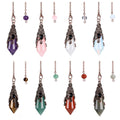 Hot Sale Natural Gemstone Crystal Inlaid Bronze-Colored 12 Sided Conical With Silver Chain Pendulum Diy  Resin Crafts
