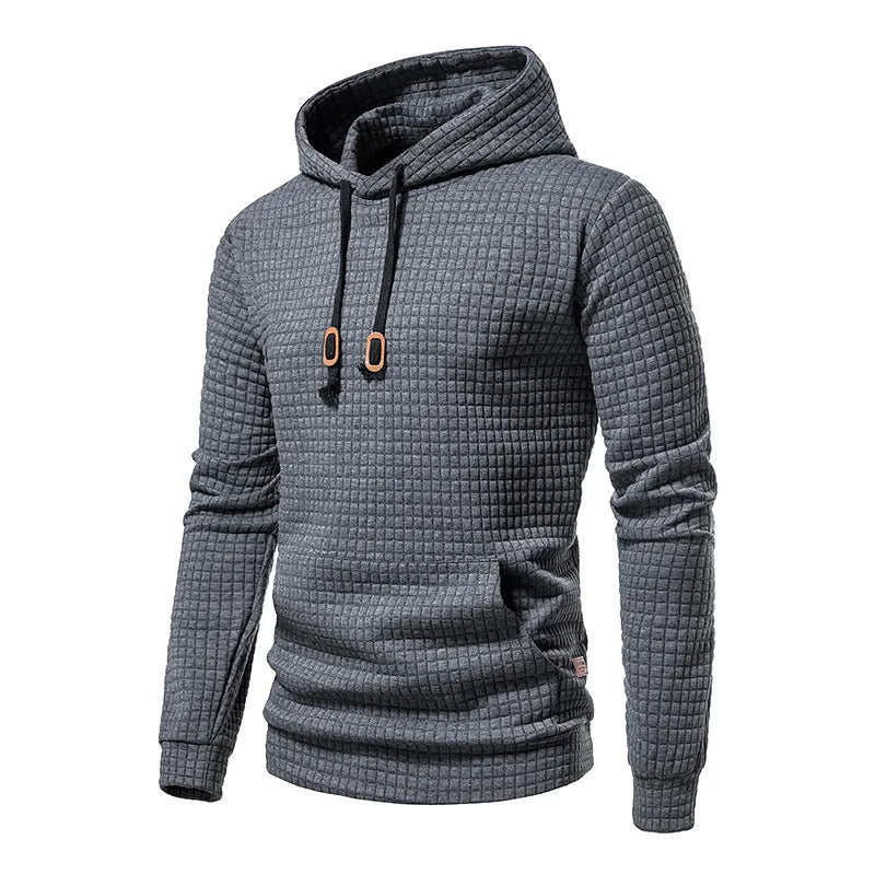 Men Plain Plaid Quilted Plus Size Pullover Hooded Street Wear Long Sleeve Hoodies