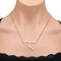 Fashion Hip Hop Large 26 Letter Necklace Stainless Steel Glossy Simple Clavicle Chain